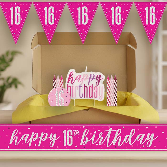 Hot Pink and Silver 16th Birthday Decoration Package | Party Save Smile