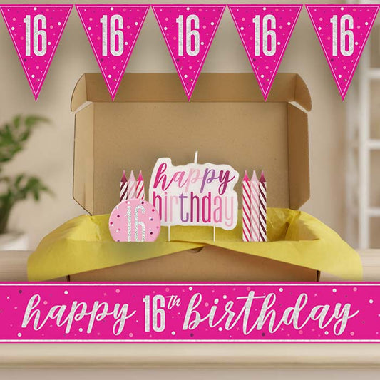Hot Pink and Silver 16th Birthday Decoration Package | Party Save Smile