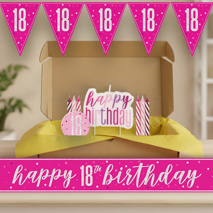 Hot Pink and Silver 18th Birthday Decoration Package | Party Save Smile