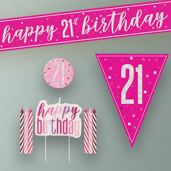 Hot Pink and Silver 21st Birthday Decoration Package