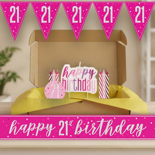 Hot Pink and Silver 21st Birthday Decoration Package | Party Save Smile