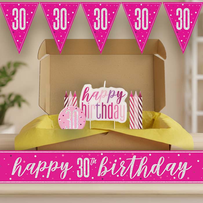 Hot Pink and Silver 30th Birthday Decoration Package | Party Save Smile