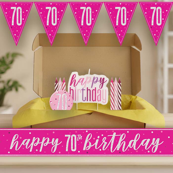 Hot Pink and Silver 70th Birthday Decoration Package | Party Save Smile