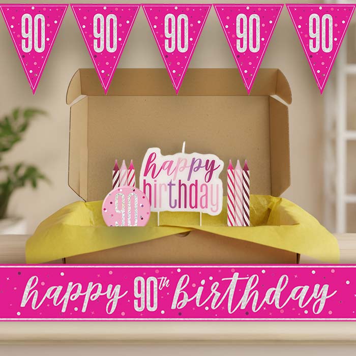 Hot Pink and Silver 90th Birthday Decoration Package | Party Save Smile