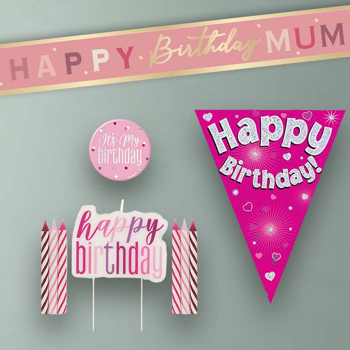 Pink and Gold Mum Birthday Decoration Package