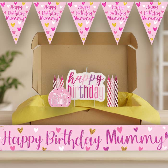 Pink Heart Mummy Birthday Decoration Package | Party Save Smile
