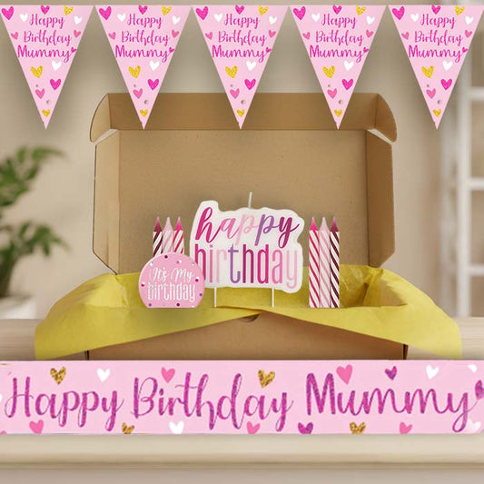 Pink Heart Mummy Birthday Decoration Package | Party Save Smile