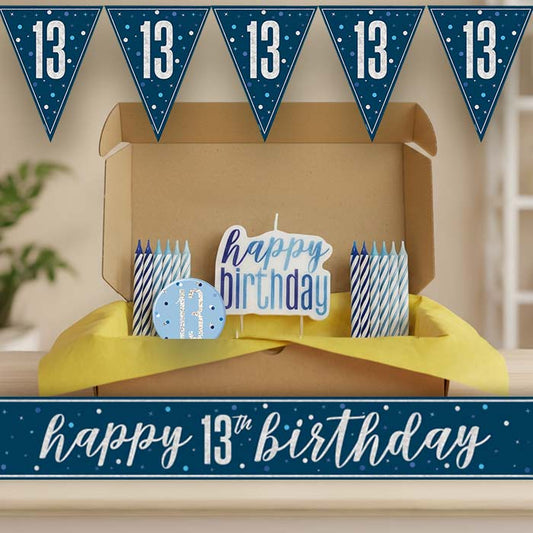 Navy Blue and Silver 13th Birthday Decoration Package | Party Save Smile