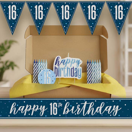Navy Blue and Silver 16th Birthday Decoration Package | Party Save Smile