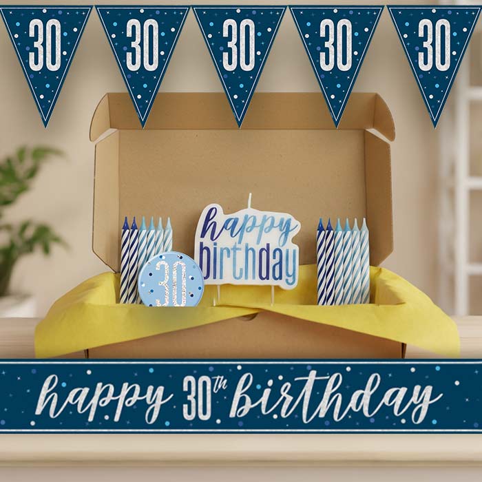 Navy Blue and Silver 30th Birthday Decoration Package | Party Save Smile