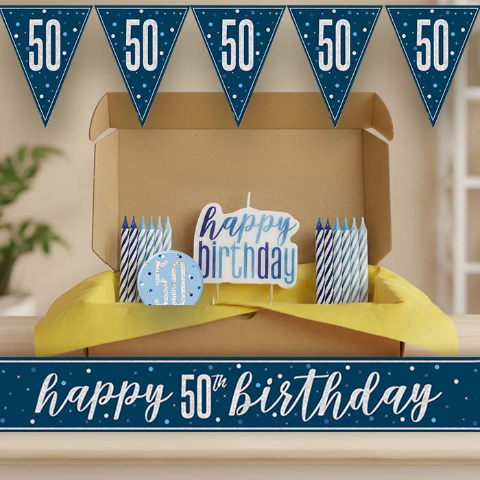 Navy Blue and Silver 50th Birthday Decoration Package | Party Save Smile