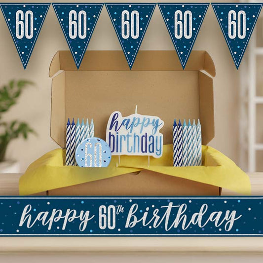 Navy Blue and Silver 60th Birthday Decoration Package | Party Save Smile