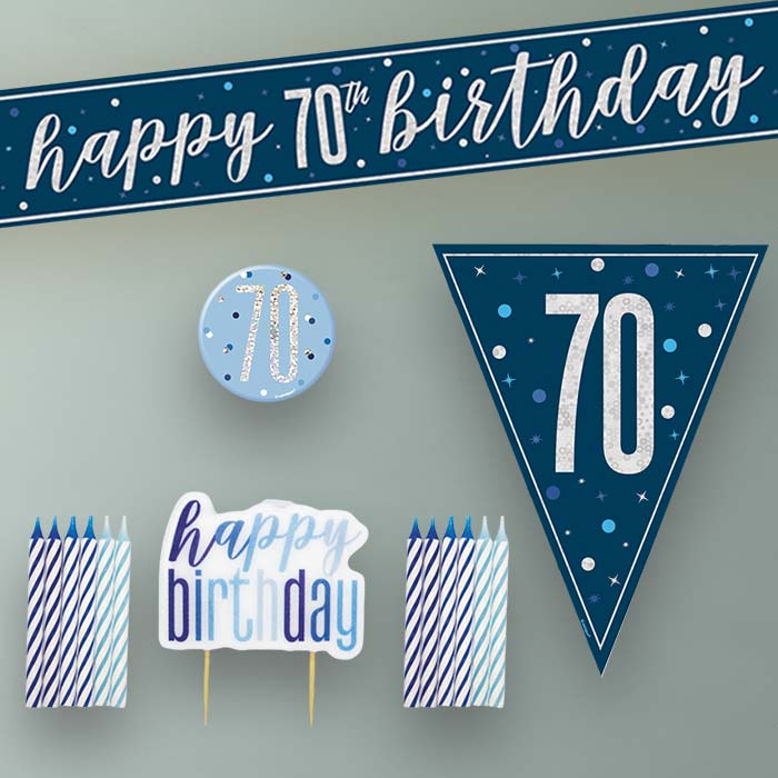 Navy Blue and Silver 70th Birthday Decoration Package