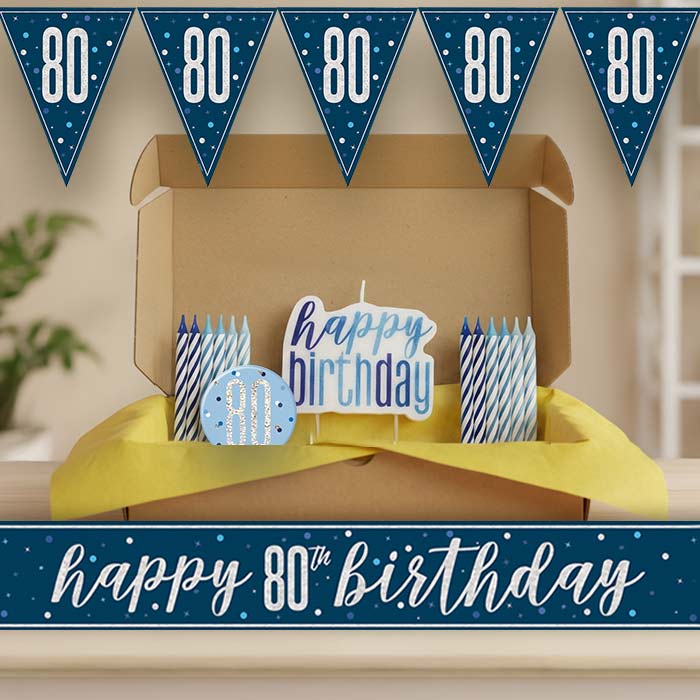 Navy Blue and Silver 80th Birthday Decoration Package | Party Save Smile