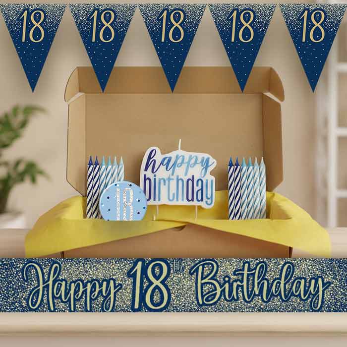 Navy and Gold 18th Birthday Decoration Package | Party Save Smile