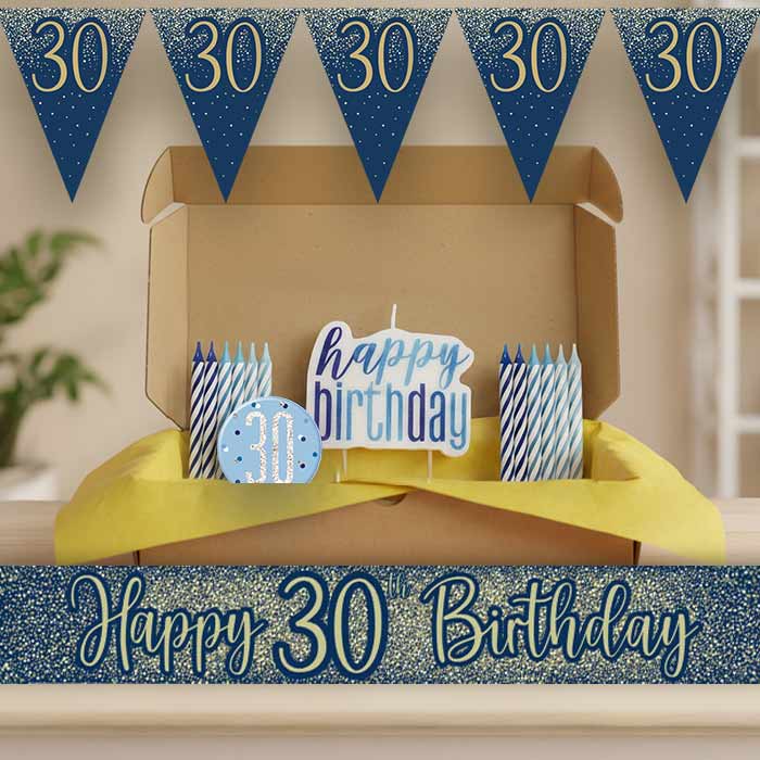 Navy and Gold 30th Birthday Decoration Package | Party Save Smile