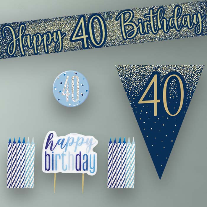 Navy and Gold 40th Birthday Decoration Package