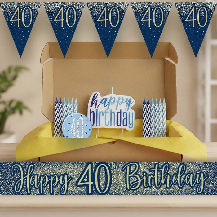 Navy and Gold 40th Birthday Decoration Package | Party Save Smile