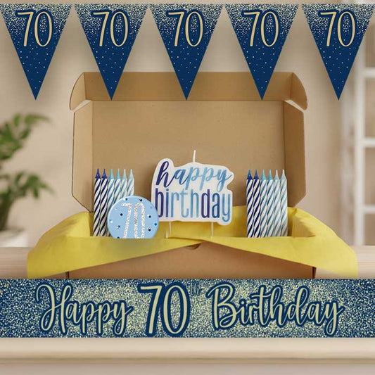 Navy and Gold 70th Birthday Decoration Package | Party Save Smile