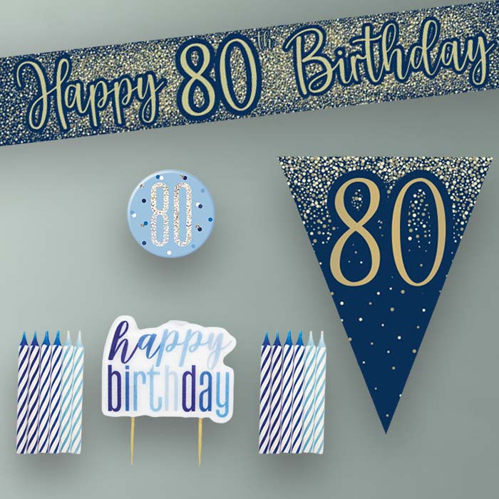 Navy and Gold 80th Birthday Decoration Package