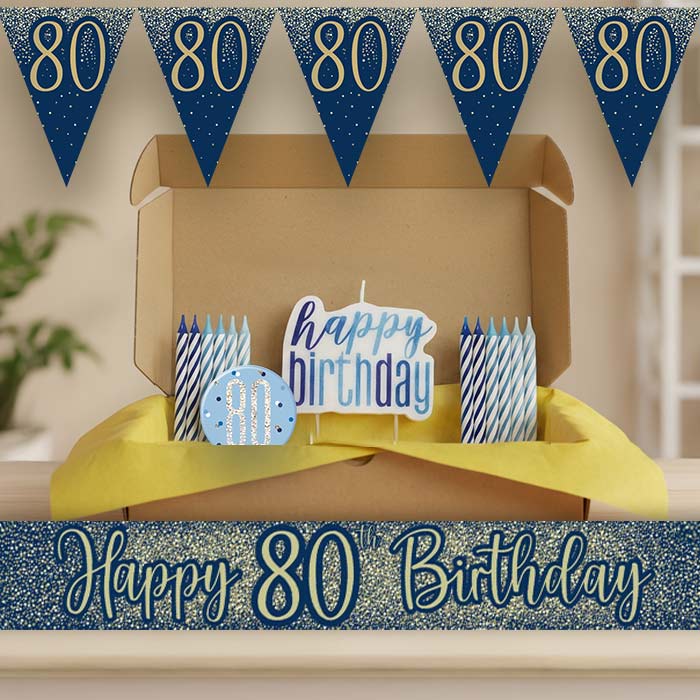 Navy and Gold 80th Birthday Decoration Package | Party Save Smile