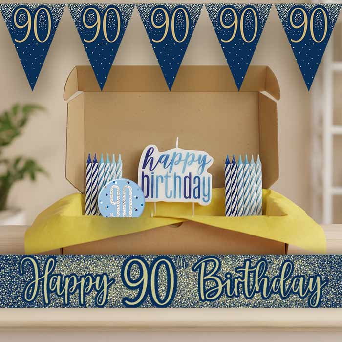 Navy and Gold 90th Birthday Decoration Package | Party Save Smile