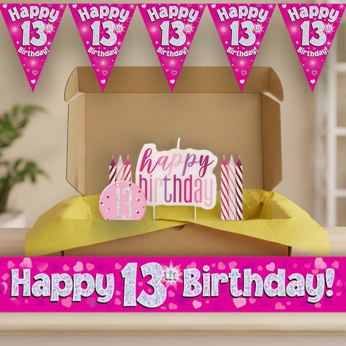 Pink Hearts 13th Birthday Decoration Package | Party Save Smile