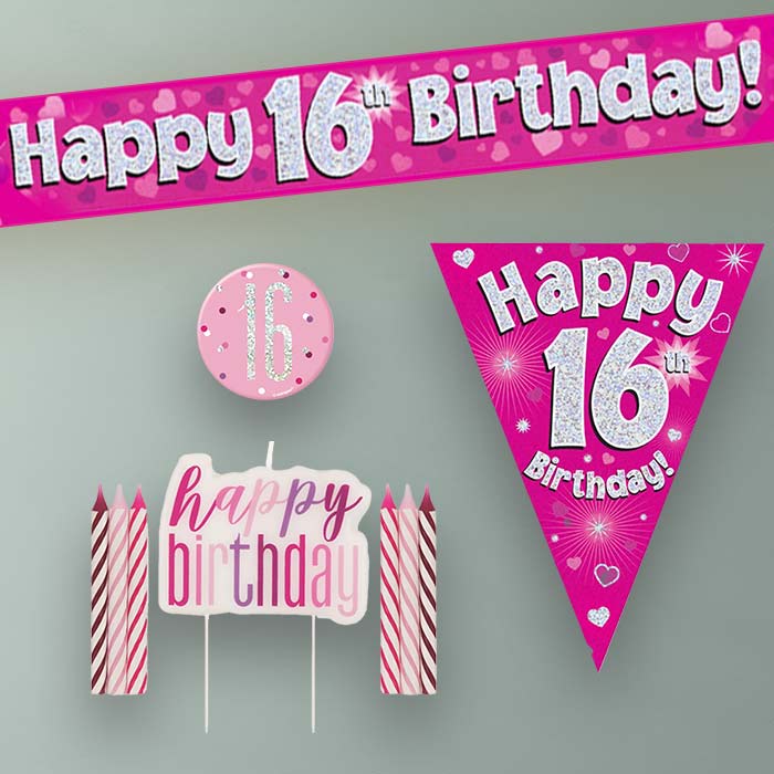 Pink Hearts 16th Birthday Decoration Package