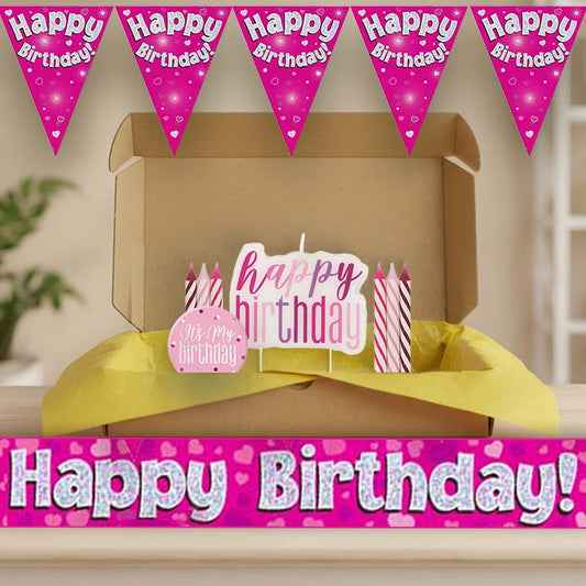 Pink Hearts Happy Birthday Decoration Package | Party Save Smile