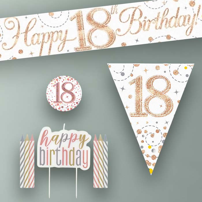 Rose Gold 18th Birthday Decoration Package - Party Save Smile