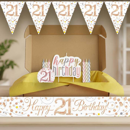 Rose Gold 21st Birthday Decoration Package | Party Save Smile