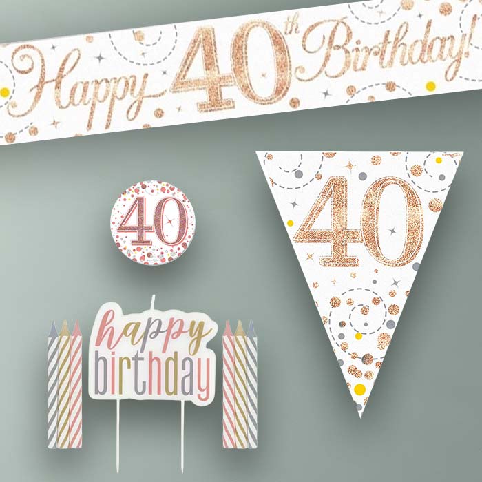 Rose Gold 40th Birthday Decoration Package - Party Save Smile