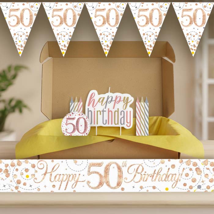 Rose Gold 50th Birthday Decoration Package | Party Save Smile