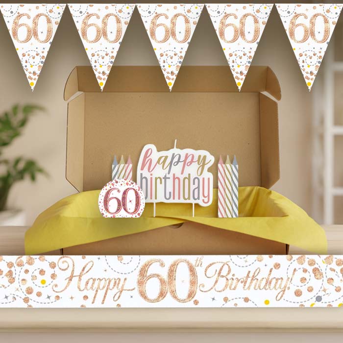 Rose Gold 60th Birthday Decoration Package | Party Save Smile