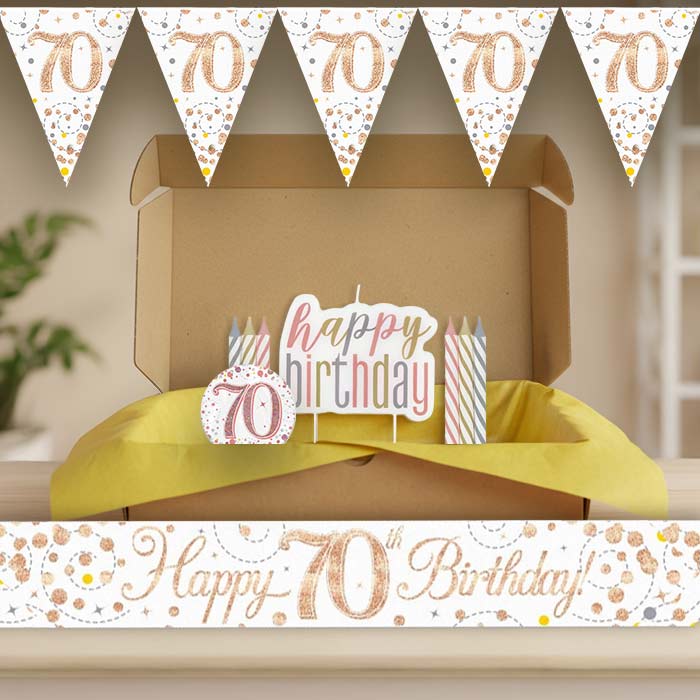 Rose Gold 70th Birthday Decoration Package | Party Save Smile