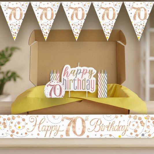 Rose Gold 70th Birthday Decoration Package | Party Save Smile