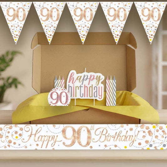 Rose Gold 90th Birthday Decoration Package | Party Save Smile