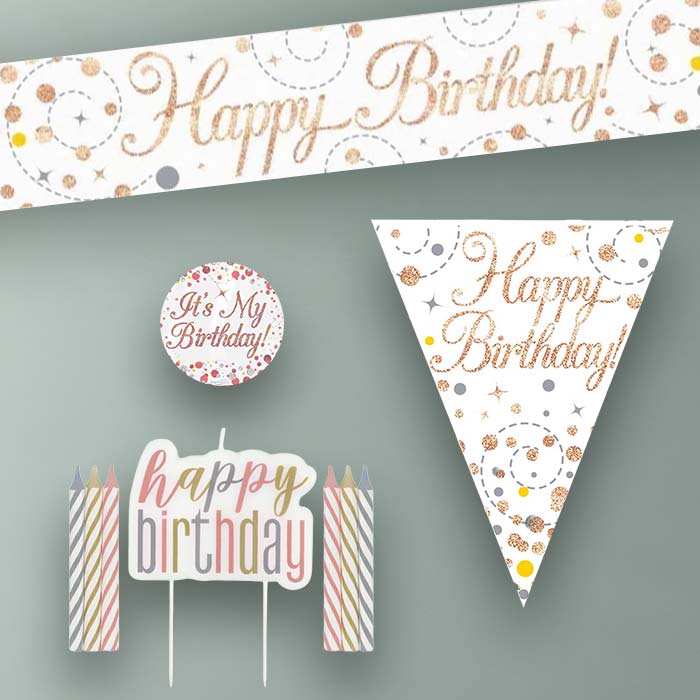 Rose Gold Happy Birthday Decoration Package