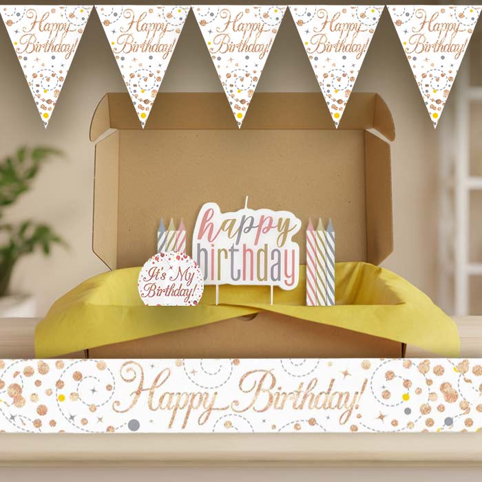 Rose Gold Happy Birthday Decoration Package | Party Save Smile