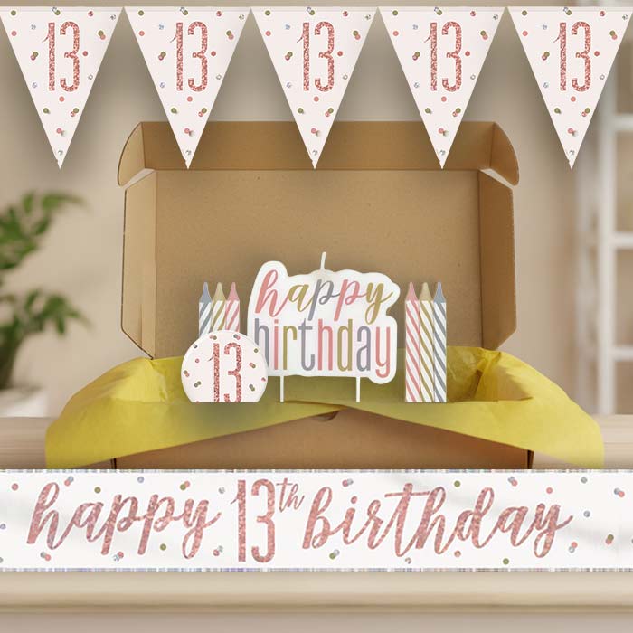 Rose Gold Holographic 13th Birthday Decoration Package | Party Save Smile