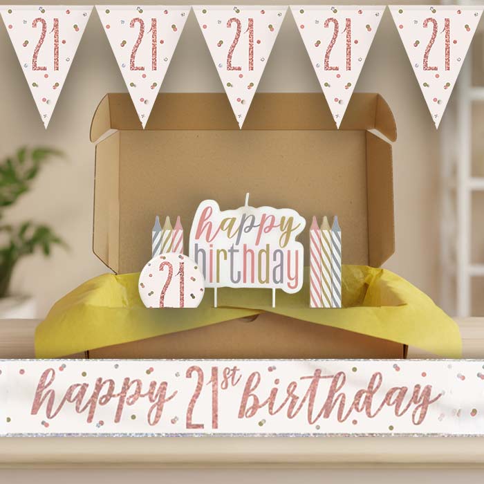 Rose Gold Holographic 21st Birthday Decoration Package | Party Save Smile