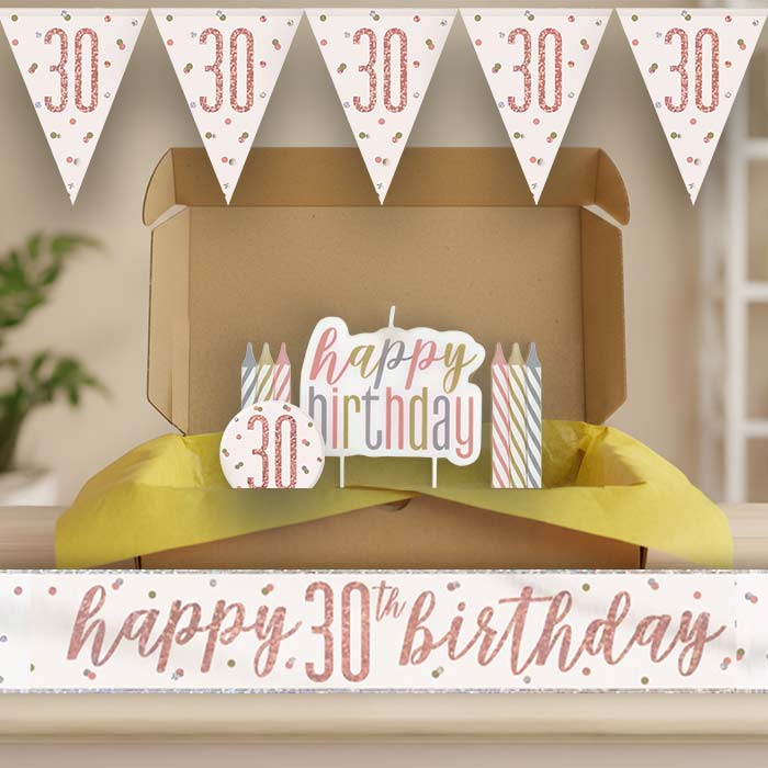 Rose Gold Holographic 30th Birthday Decoration Package | Party Save Smile