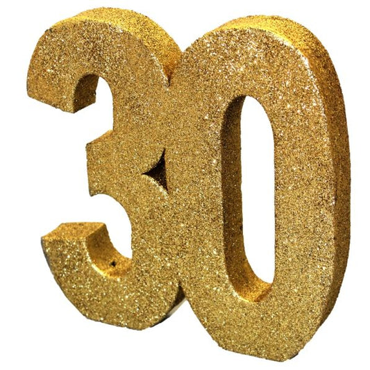 Gold Glitter Number | Age 30 Table Centrepiece | Decoration