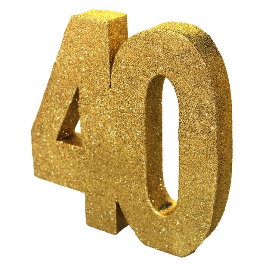 Gold Glitter Number | Age 40 Table Centrepiece | Decoration