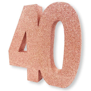 Rose Gold Glitter Age 40 Table Centrepiece Decoration