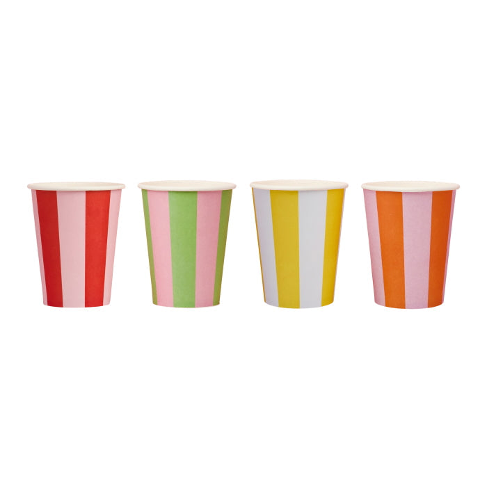 Bright Banquet Striped Paper Cups - Pack of 8 - Party Save Smile