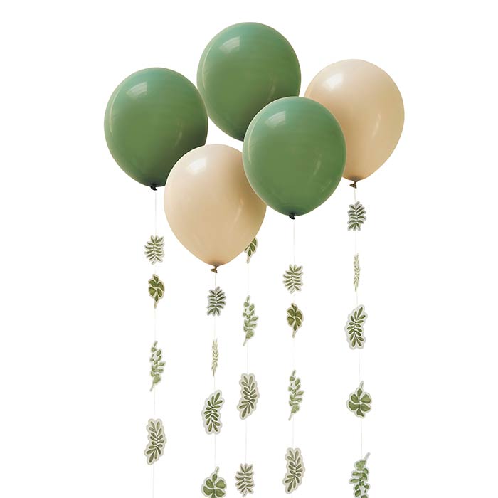 Botanical Party Latex Balloons & Tails - Pack of 5