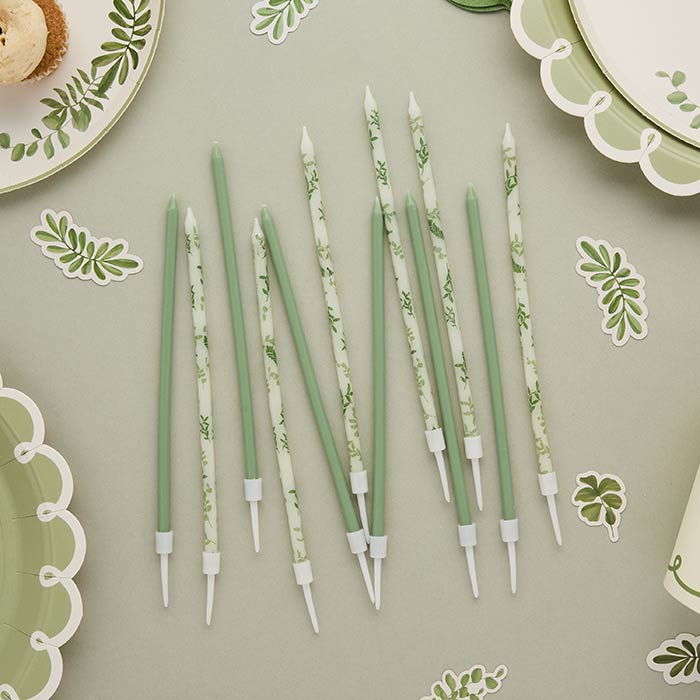 Botanical Tall Cake Candles - Pack of 12