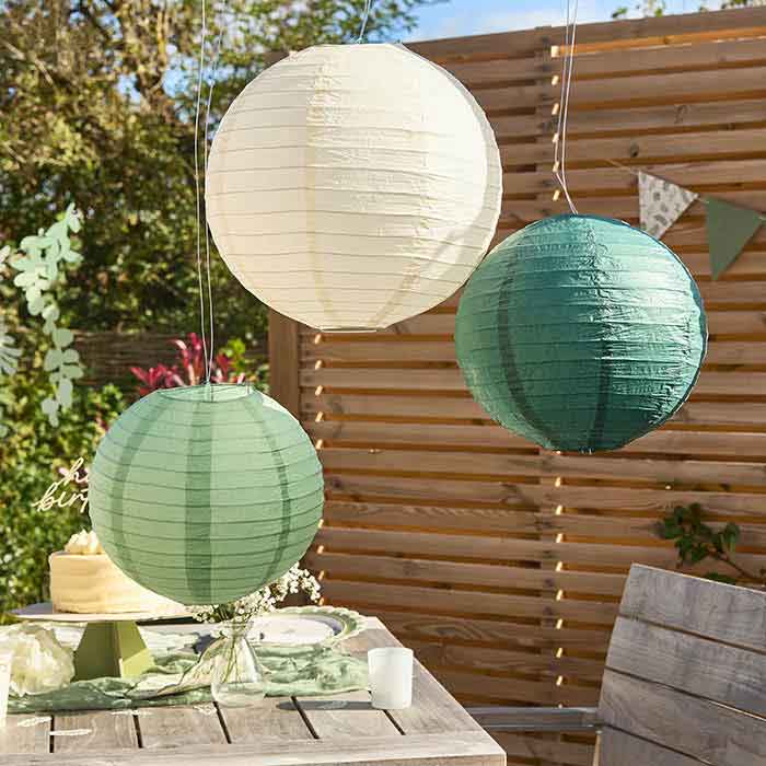 Botanical Paper Lantern Hanging Decorations - Pack of 3 | Party Save Smile