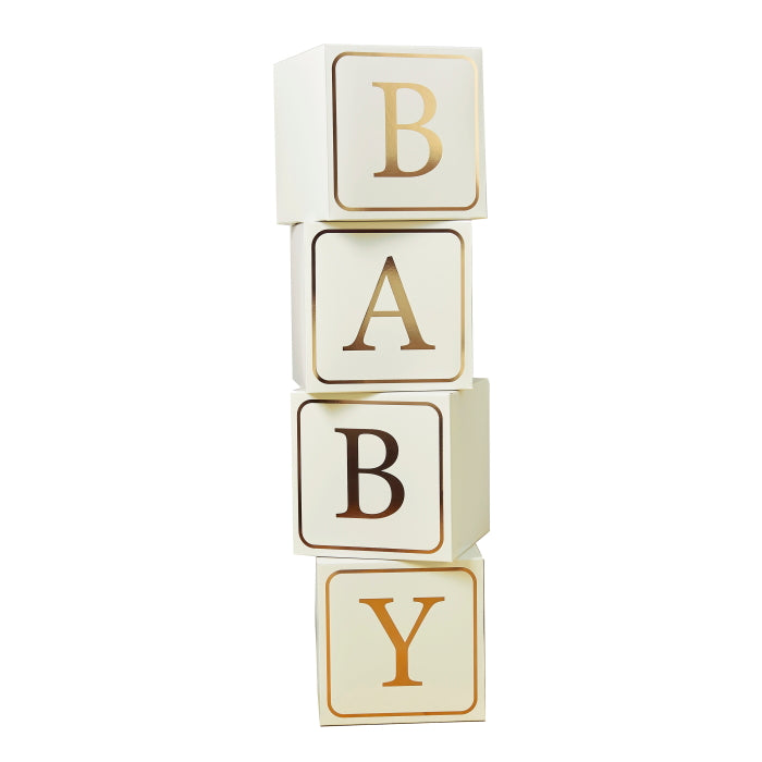 Gold Baby Blocks for Baby Shower Decoration Pack of 4 | Party Save Smile